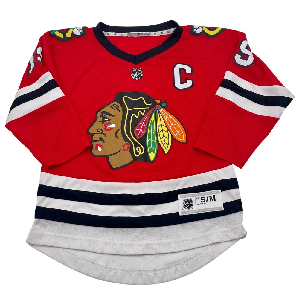 Kids Chicago Blackhawks Jonathan Toews 19 Hockey Jersey S/M Red NHL Captian